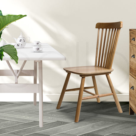 Levede 2x Dining Chairs Kitchen Windor Oak-1954802978275856390