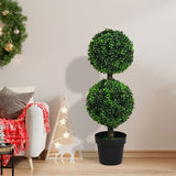 Lambu Artificial Double Ball Boxwood Trees - Rear View