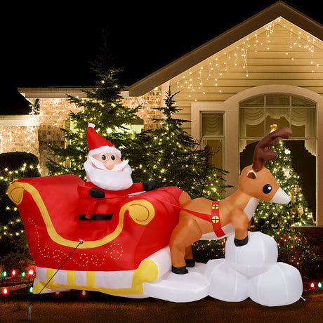 Santaco Christmas Inflatables Outdoor Santa Claus Reindeer Sleigh Lights Decor-1952534168839786502