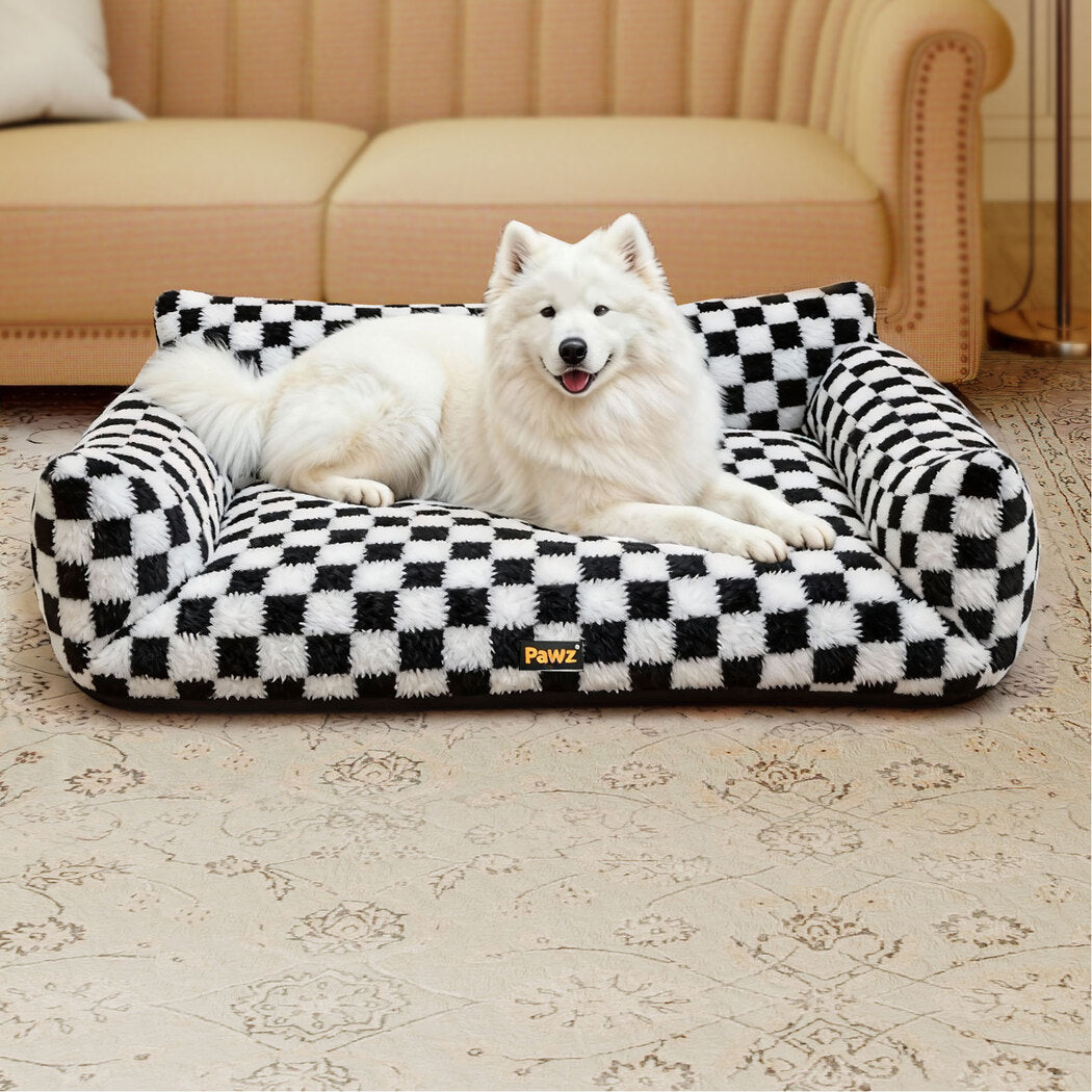 Pawz Pet Bed Plush Checkered Dog Bed Washable Cat Bed-2018816740531769350