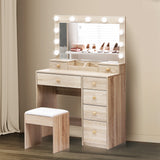 Levede Dressing Table Stool Set Oak - Rear View
