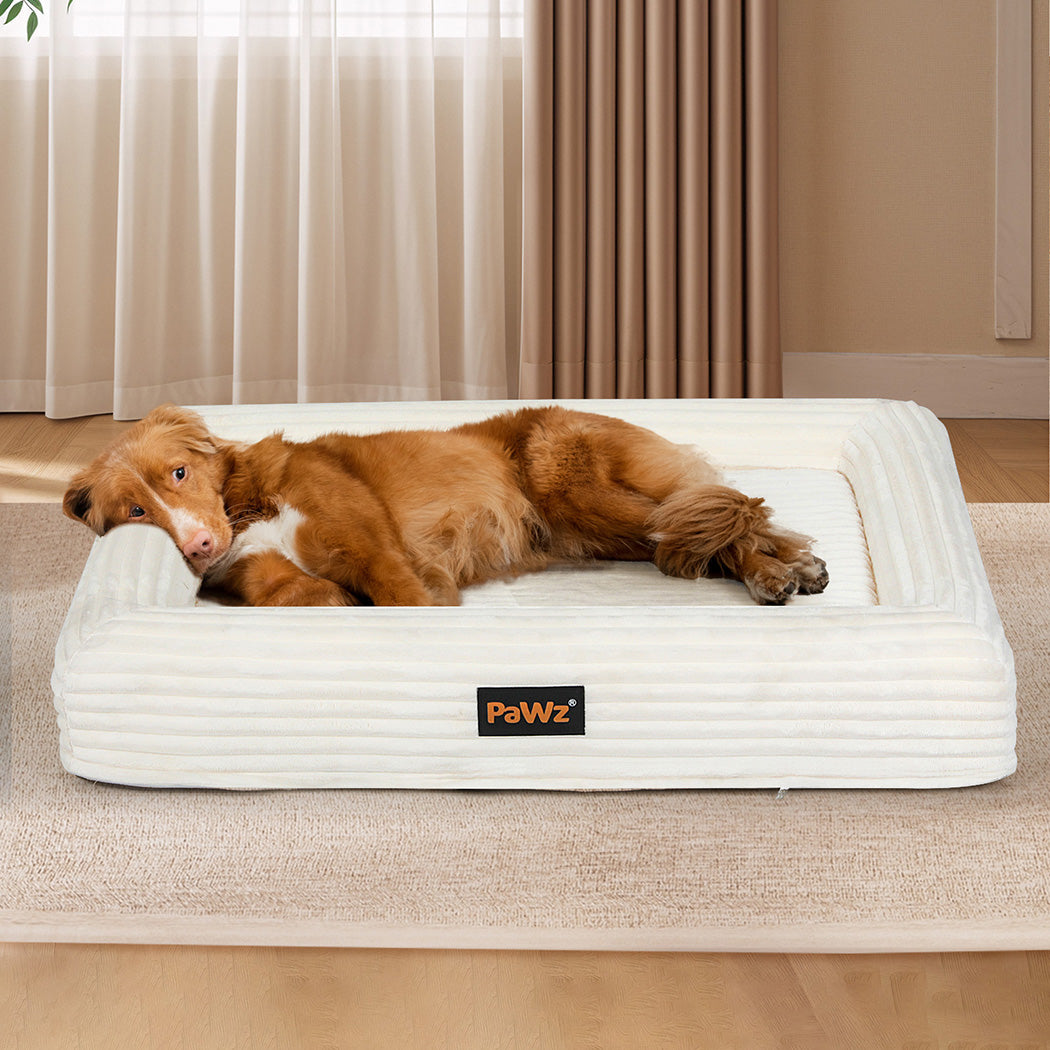 Pawz XXL Size Orthopedic Dog Bed with Corduroy Removable Cover Waterproof Washable Beige-2018816850690969606