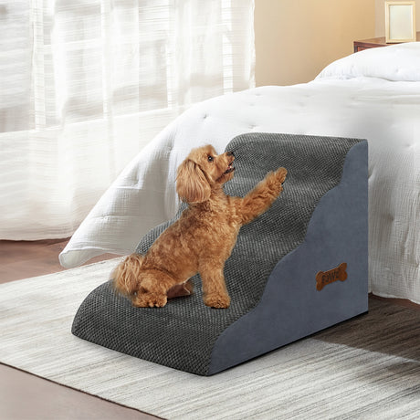 Pawz 4 Steps Pet Stairs Dog Ramp High Density Foam Grey-1954802479988346886