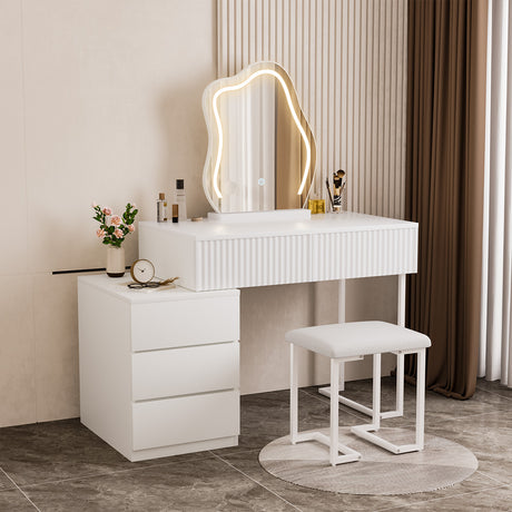 Levede Dressing Table Stool Set with Mirror Led-2018816900406054918