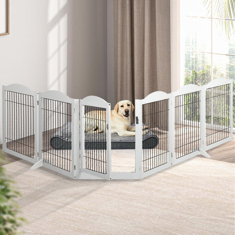PaWz 6 Panels Pet Dog Playpen Puppy White-2006732992130715654