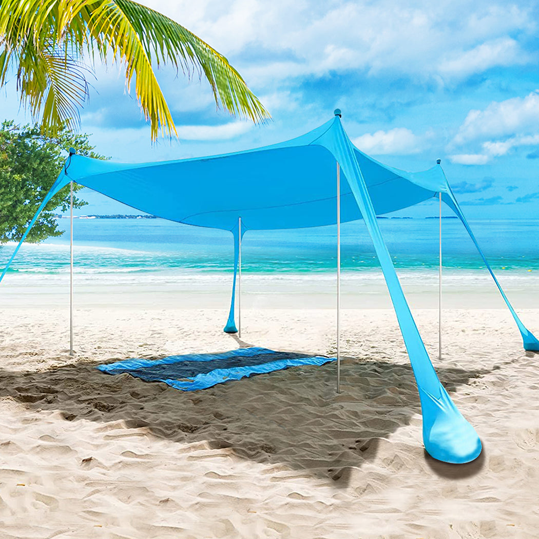 Beach Tent Camping Canopy 4-6 Person Family Sun Shade Shelter 300x300cm Blue-2018816811499393030