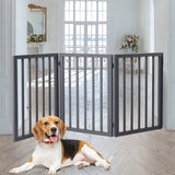 Wooden Pet Gate Dog Fence Retractable Grey 2000x 3MM - Rear View