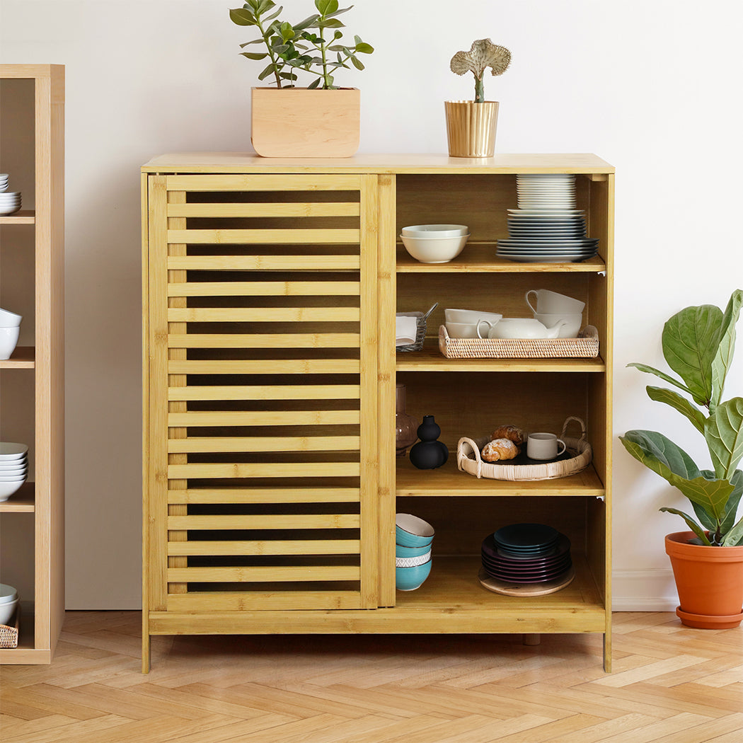 Levede Bamboo Storage Cabinet Freestanding Natural-2018816867677900807