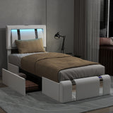 Levede Single Bed Frame Leather Headboard RGB 2 Drawers-2006732796336410630
