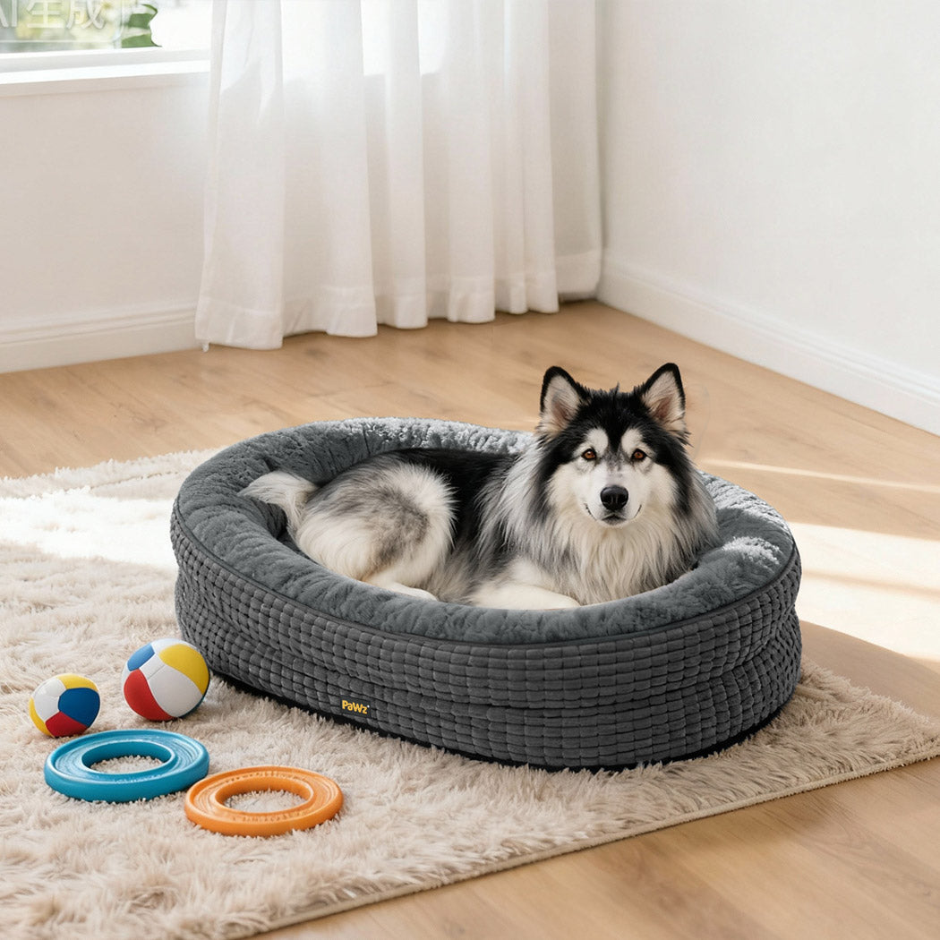Pawz Orthopedic Plush Dog Bed Soft Washable Pet Bed Grey Cosy Cushion XXXL Size-2011971117224431622