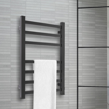 Heated Towel Rail Warmer Rack Wall Mounted Black-2006733186985496582