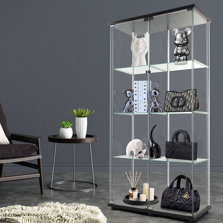 164cm Glass Display Cabinet 2 Doors-1954802343254036487