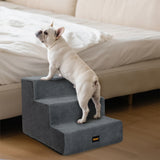 Pawz 3 Steps Pet Stairs Dog Ramp High Density Foam Grey - Rear View