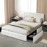 Levede Queen Bed Frame Tufted 4 Drawer-2006733226000912390