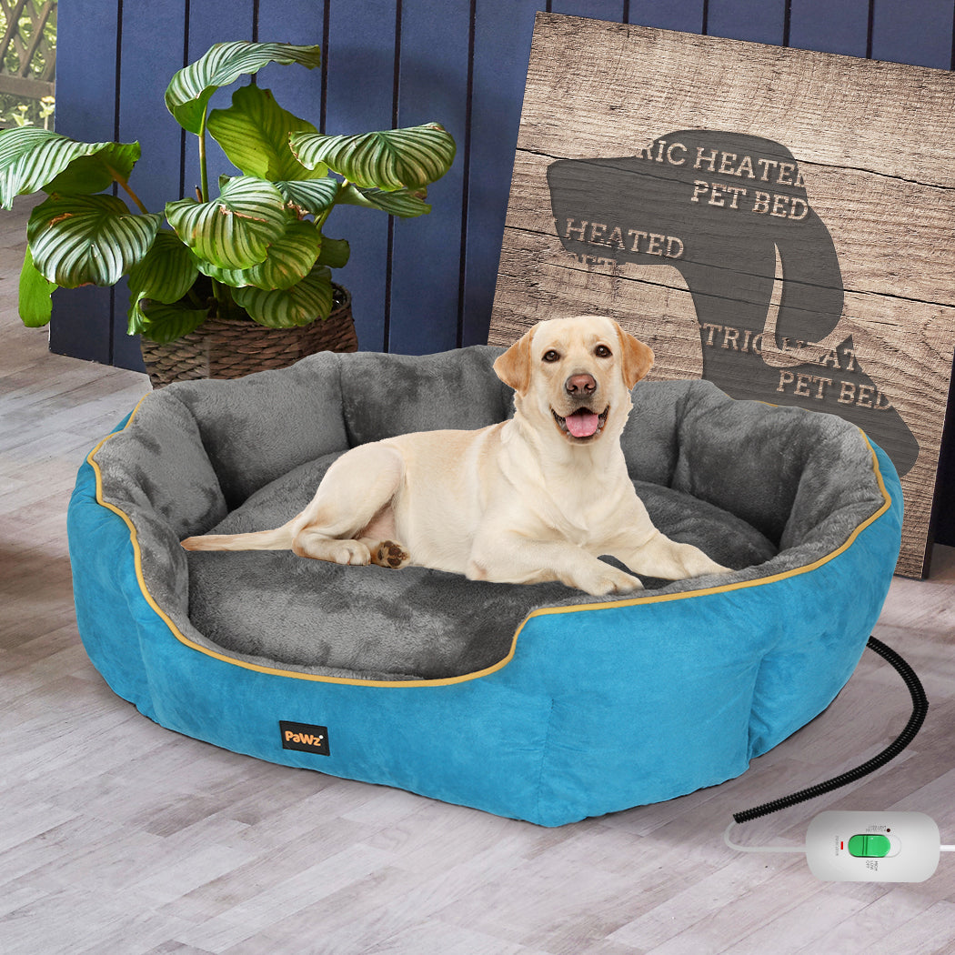 PaWz Electric Pet Heater Bed Heated L Blue Large-1954802542928072710