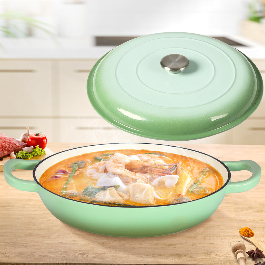 TOQUE 3.5L Enamel Dutch Oven Pan in Green Colour-2018816802724909062