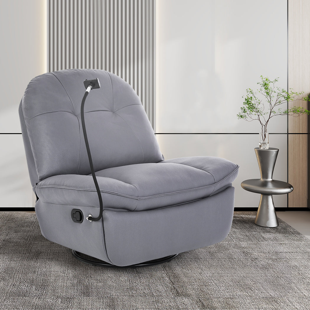 Levede Recliner Chair Lounge 360?Swivel Black-1954802891298574343
