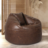 Marlow Bean Bag Chair Cover PU Couch Brown - Rear View