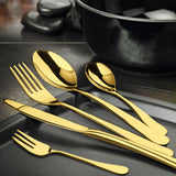 Stainless Steel Cutlery Set Travel Knife Gold - Rear View
