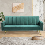 Levede Sofa Bed Convertible Velvet Lounge Recliner Couch Sleeper 3 Seater Green - Rear View