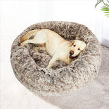 PaWz Pet Bed Cat Dog Donut Nest Calming L Brown Large-2018816774438522886