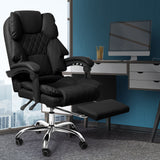 Levede Gaming Chair Office Computer Black Footrest - Rear View