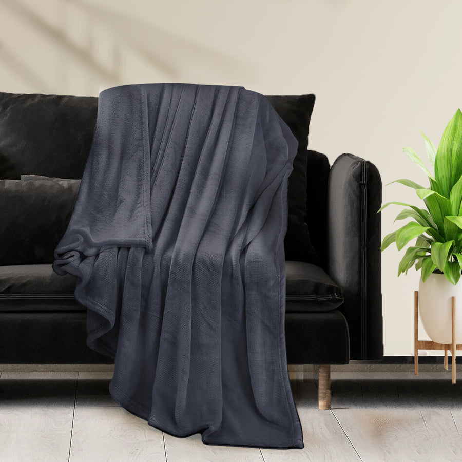 DreamZ 320GSM 220x160cm Ultra Soft Mink Dark Grey Single-2018816624202747910