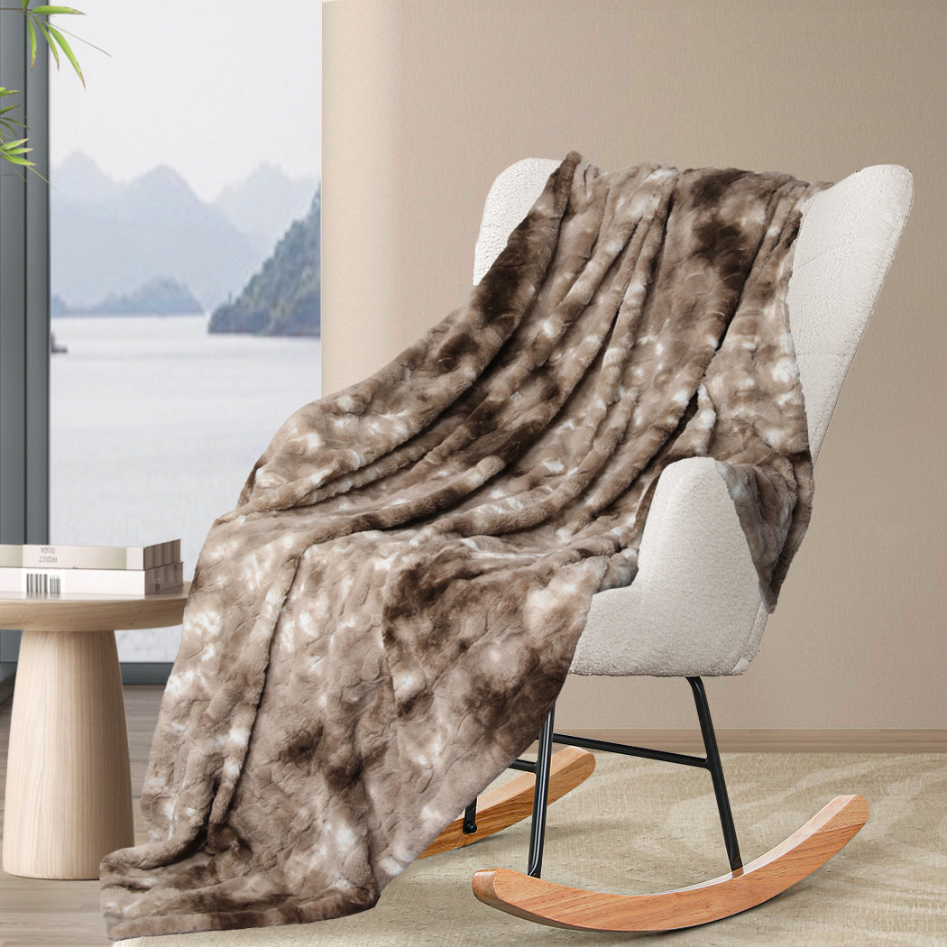 Dreamz Luxury Tie-dyed Blanket Brown 152cm x 203cm-1954802366846996487