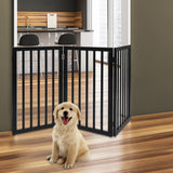 PaWz 3 Panels Wooden Pet Gate Dog Fence Black 139CM-2006732963022245894
