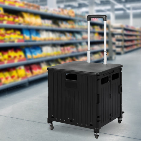 Folding Shopping Trolley Cart Portable Black-2006733034182807558