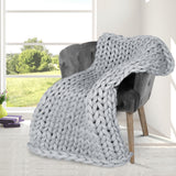 Dreamz Knitted Weighted Blanket Chunky Grey Kids - Rear View