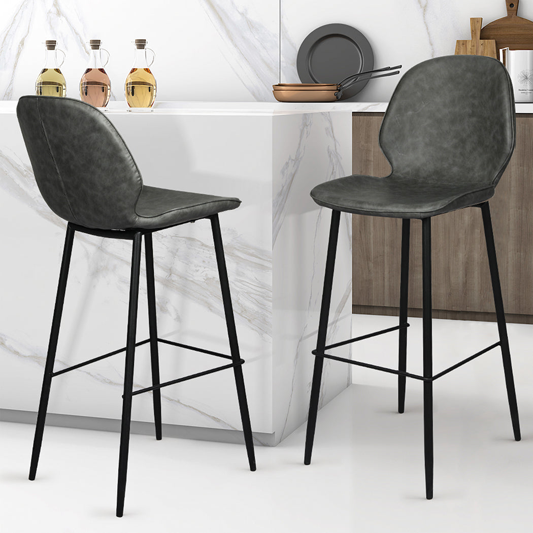 Levede 2x Bar Stool Barstools Counter Grey-1954802995145347078
