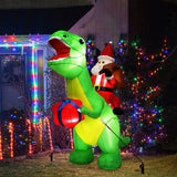 Santaco Christmas Inflatables Outdoor Santa Claus Riding Dinosaur Lights D?cor - Rear View