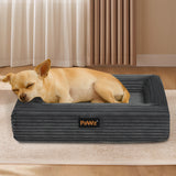 Pawz M Size Orthopedic Dog Bed with Corduroy Removable Cover Waterproof Washable Grey - Rear View