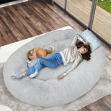 TheNapBed 1.8m Human Size Pet Bed Fluffy Grey - Rear View