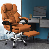 Levede Gaming Chair Office Computer Brown Footrest - Rear View