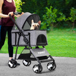 PaWz Large Pet Stroller Dog Cat Travel Grey-2006733031234211846