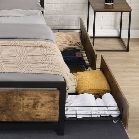 Levede 4 Queen Bed Frame Storage Drawers-2018816884425756679