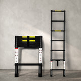 Traderight Multipurpose Aluminium Ladder Telescopic 2M Black 2 Meter - Rear View