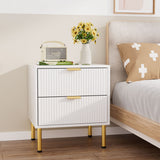 Levede Bedside Table with 2 Drawers White Metal Legs-2006732897205227527