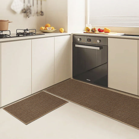 Marlow Kitchen Rug 2PCS Woven Non Slip Absorbent Brown-2018816688908275718