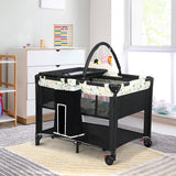 BoPeep Baby Cot Bed Crib Portable Bassinet Black - Rear View