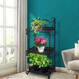 Levede Plant Stand 3 Tiers Outdoor Indoor Black - Rear View