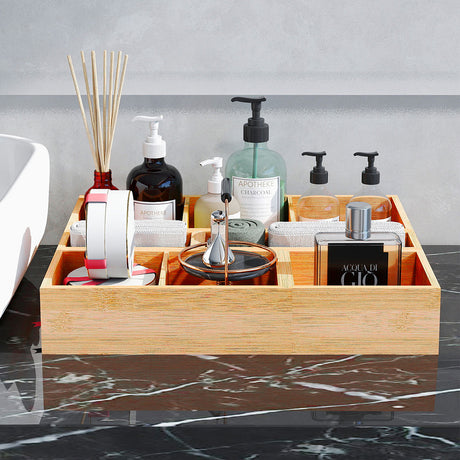 Toque Bamboo Drawer Organizer Multi-Use Storage Box-2006732763457261574