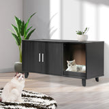 PaWz Enclosed Cat Litter Cabinet Box Black - Rear View