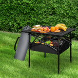 Levede Folding Camping Table Portable Black - Rear View