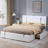 Levede Double Bed Frame With Adjustable Headboard White - Rear View