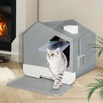 PaWz Fully Enclosed Cat Litter Box Mat Grey-2018816683988357126
