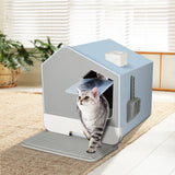 PaWz Fully Enclosed Cat Litter Box Mat Blue - Rear View