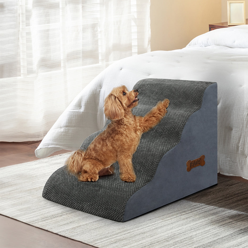 Pawz 4 Steps Pet Stairs Dog Ramp High Density Foam Grey-2018816756843417606